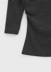 Iftic Striped Shirred Boat Neck Sleeveless Tee