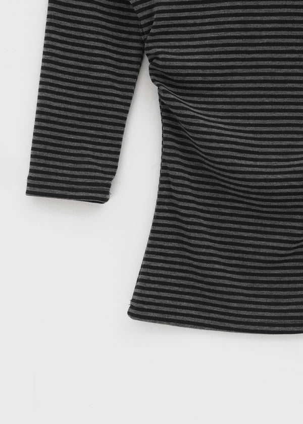 Iftic Striped Shirred Boat Neck Sleeveless Tee