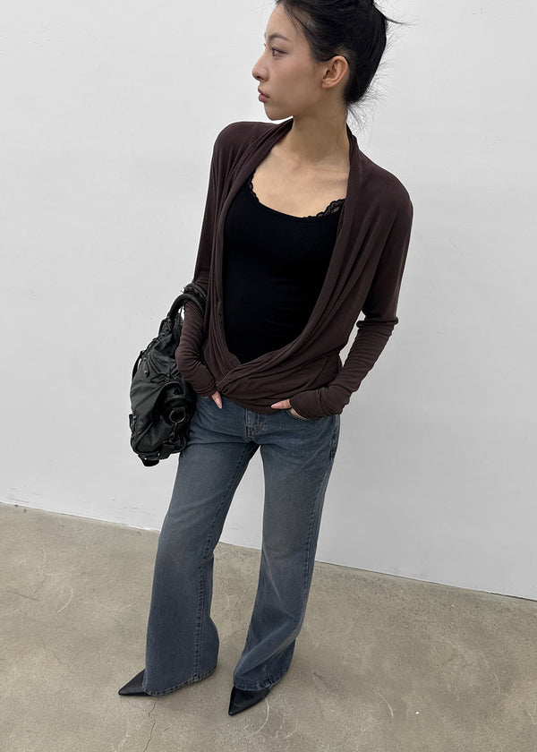 Muav Shirred Wrap Long Sleeve Tee
