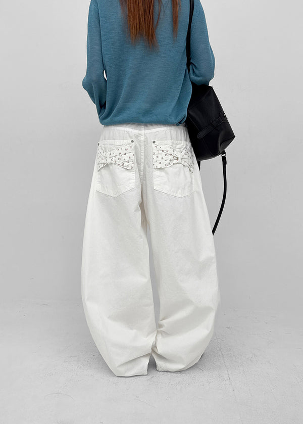 Shankum Back-point Wide Cotton Pants