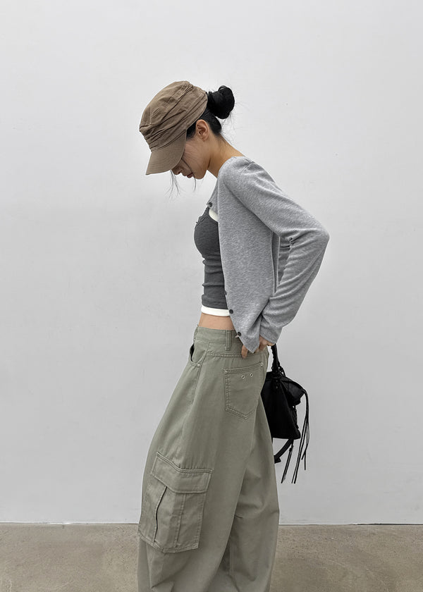 Ruav Button Round Cardigan