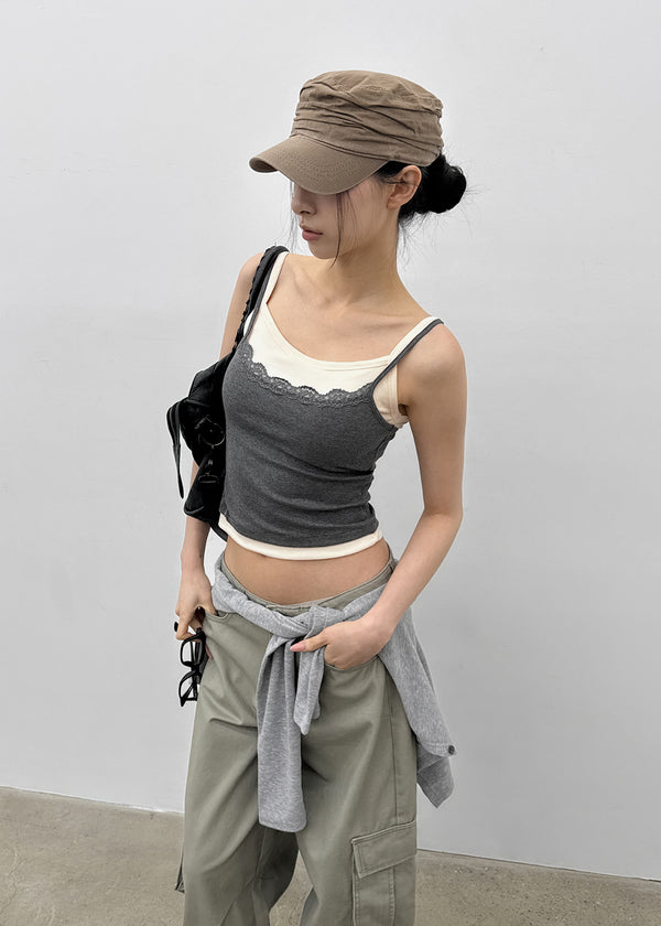 Abelve Lace Layered Sleeveless (Built-in Cap)