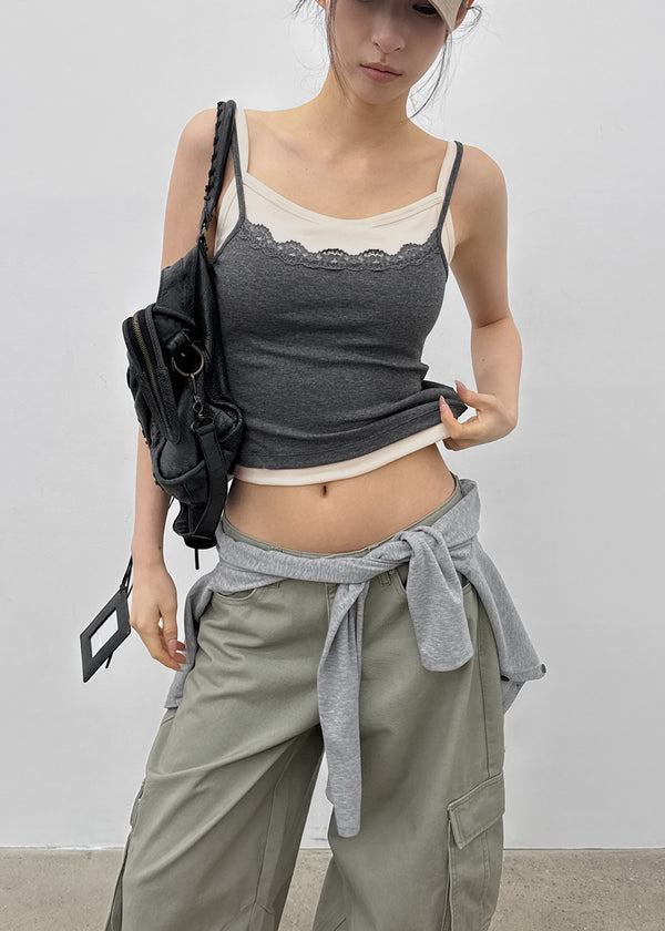 Abelve Lace Layered Sleeveless (Built-in Cap)