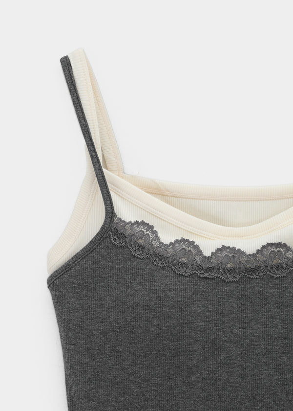 Abelve Lace Layered Sleeveless (Built-in Cap)