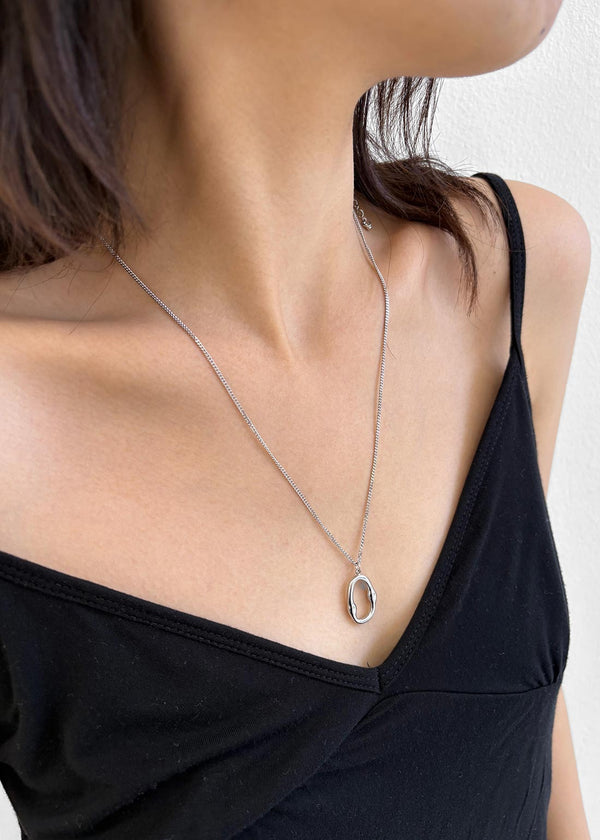 Mansion Silver Pendant Drop Necklace