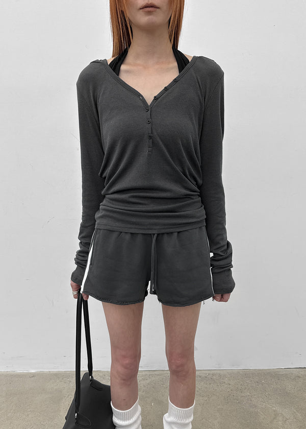Rotine Henley Neck Long-sleeve Hoodie