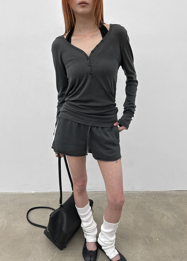 Rotine Henley Neck Long-sleeve Hoodie