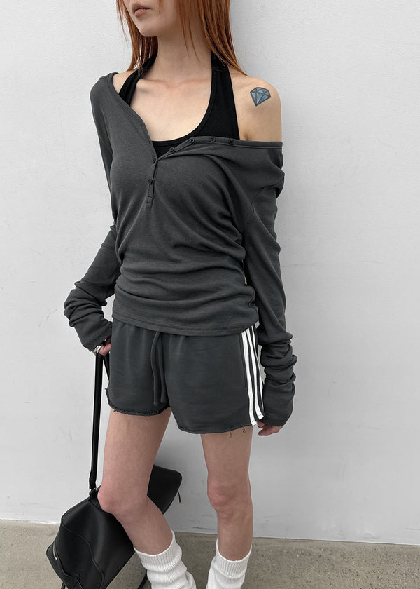 Rotine Henley Neck Long-sleeve Hoodie
