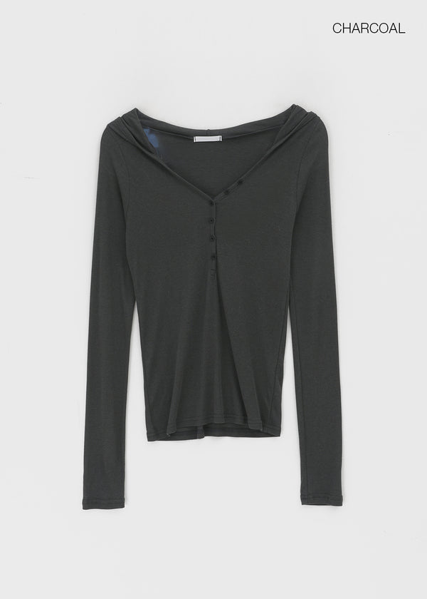 Rotine Henley Neck Long-sleeve Hoodie