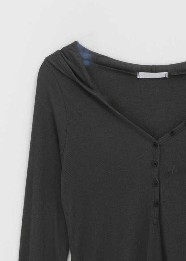 Rotine Henley Neck Long-sleeve Hoodie