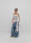 Hupu Damaged Wide Denim Pants