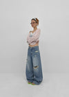 Hupu Damaged Wide Denim Pants