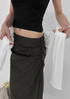 Pelian Nylon Shirred Long Skirt