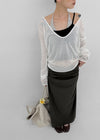 Pelian Nylon Shirred Long Skirt
