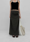 Pelian Nylon Shirred Long Skirt
