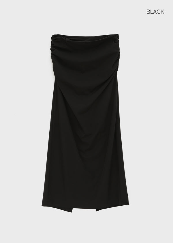 Pelian Nylon Shirred Long Skirt