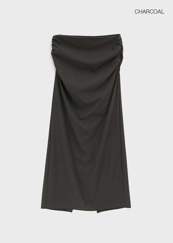 Pelian Nylon Shirred Long Skirt