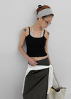 Chopu Layered Color Block Crop Sleeveless (built-in Cup)
