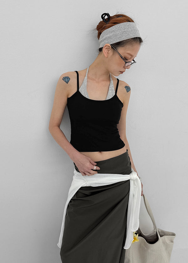 Chopu Layered Color Block Crop Sleeveless (built-in Cup)