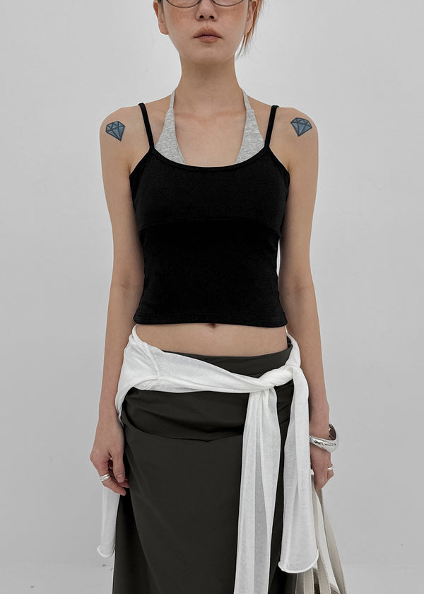 Chopu Layered Color Block Crop Sleeveless (built-in Cup)