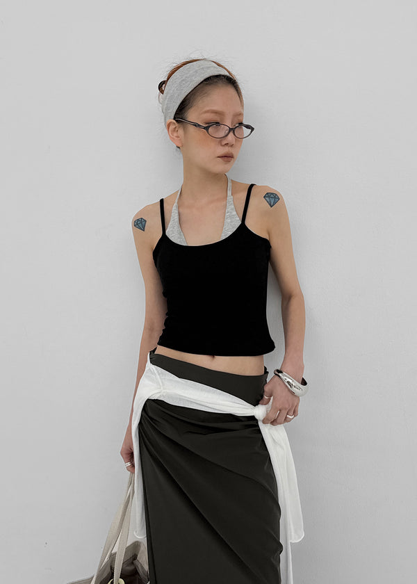 Chopu Layered Color Block Crop Sleeveless (built-in Cup)