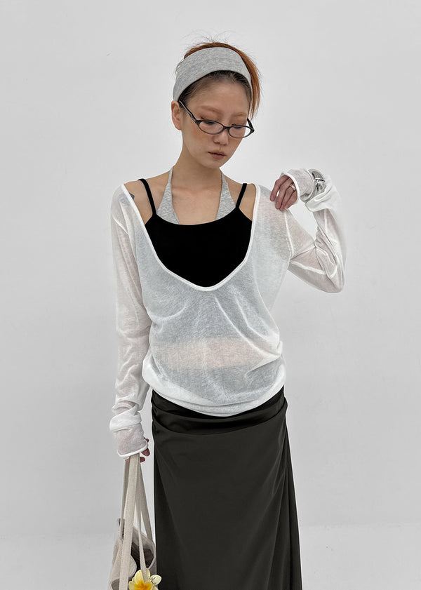 Chopu Layered Color Block Crop Sleeveless (built-in Cup)