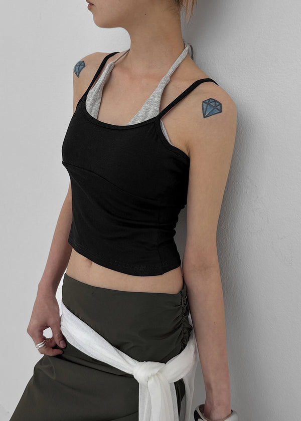 Chopu Layered Color Block Crop Sleeveless (built-in Cup)