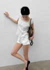 Gentic Punching Frill Short Sleeve Blouse