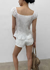 Gentic Punching Frill Short Sleeve Blouse