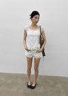 Gentic Punching Frill Short Sleeve Blouse