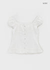 Gentic Punching Frill Short Sleeve Blouse
