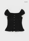 Gentic Punching Frill Short Sleeve Blouse