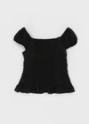 Gentic Punching Frill Short Sleeve Blouse