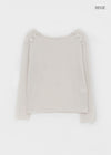 [MADE] Cuchel Summer Knit Button Off-Shoulder Long Sleeve Top