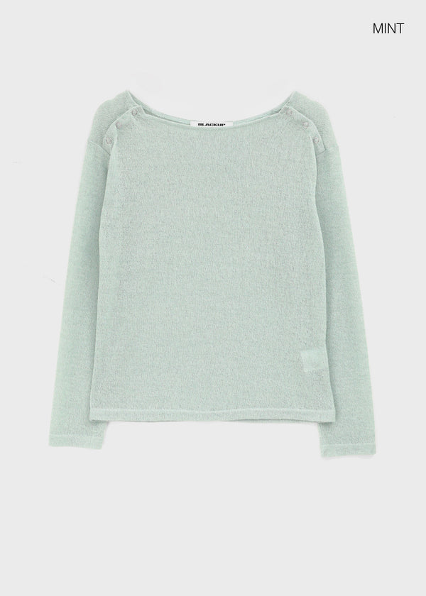 [MADE] Cuchel Summer Knit Button Off-Shoulder Long Sleeve Top