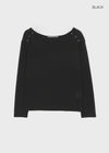 [MADE] Cuchel Summer Knit Button Off-Shoulder Long Sleeve Top