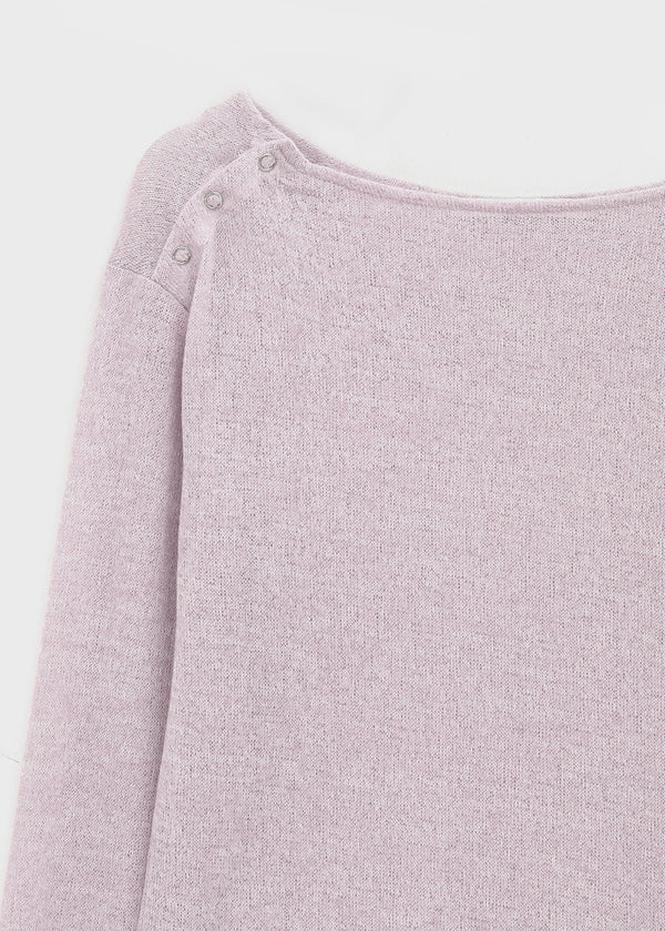 [MADE] Cuchel Summer Knit Button Off-Shoulder Long Sleeve Top