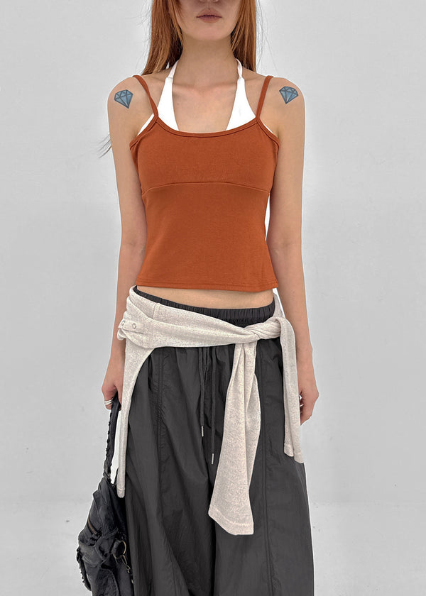 Chopu Layered Color Block Crop Sleeveless (built-in Cup)