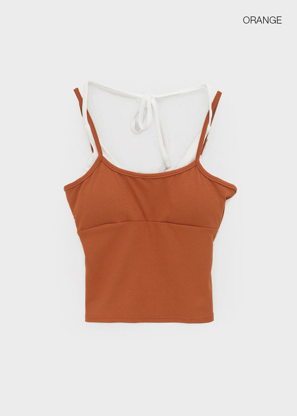 Chopu Layered Color Block Crop Sleeveless (built-in Cup)