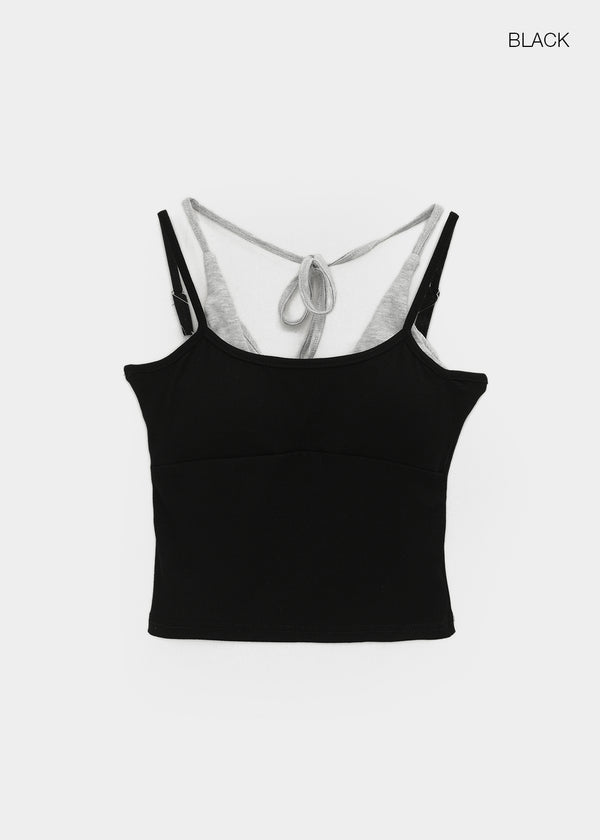Chopu Layered Color Block Crop Sleeveless (built-in Cup)