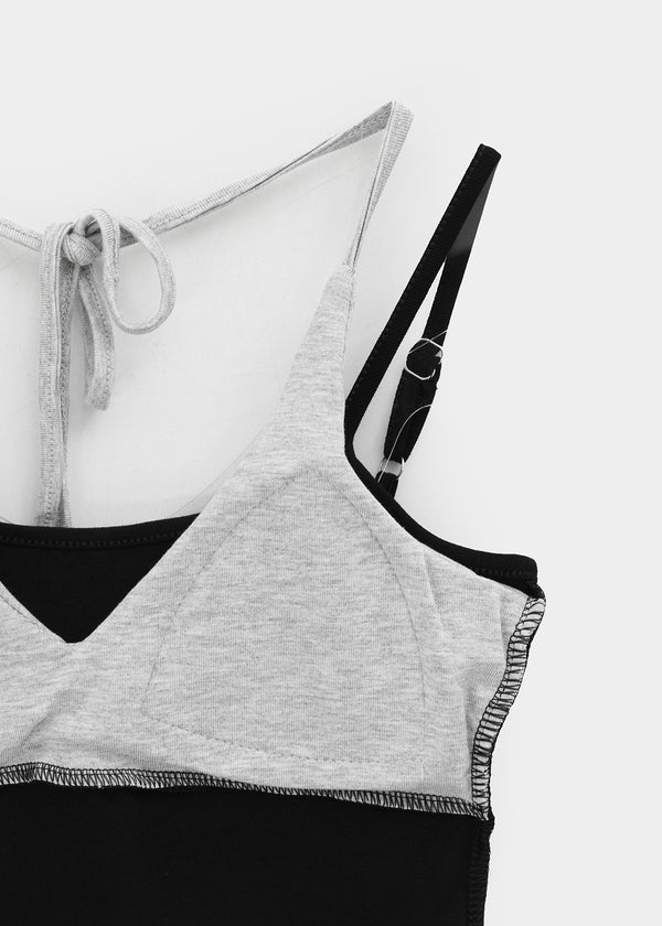 Chopu Layered Color Block Crop Sleeveless (built-in Cup)
