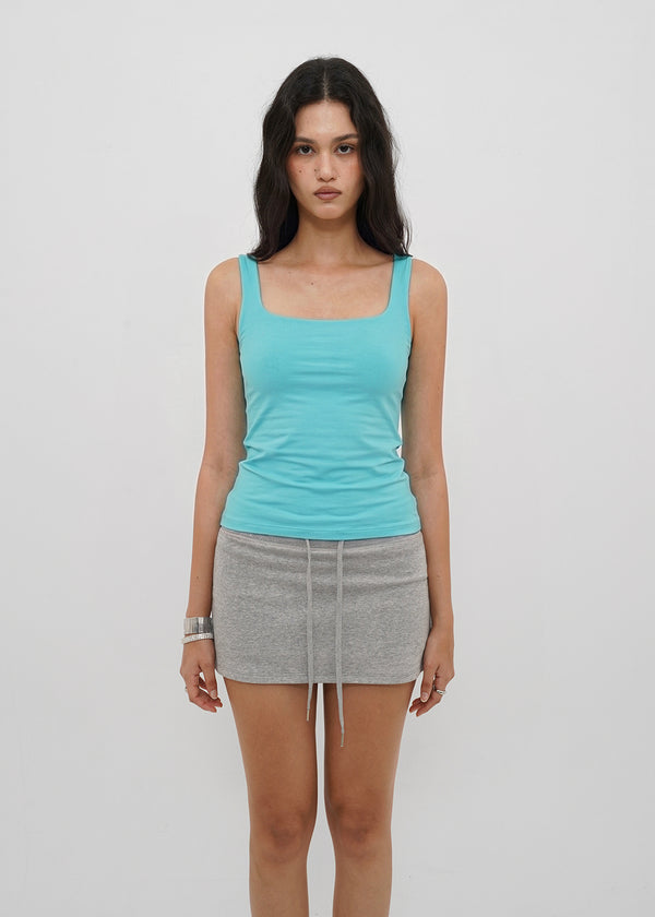 [B-BASIC] Basic Cotton Span Square Neck Sleeveless (Built-in Cap)