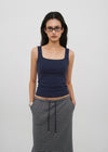 [B-BASIC] Basic Cotton Span Square Neck Sleeveless (Built-in Cap)