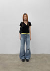 Rotomi Damaged Low-waisted Bootcut Denim Pants
