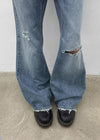 Rotomi Damaged Low-waisted Bootcut Denim Pants