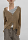Plgun Linen Diamond V-Neck Cardigan