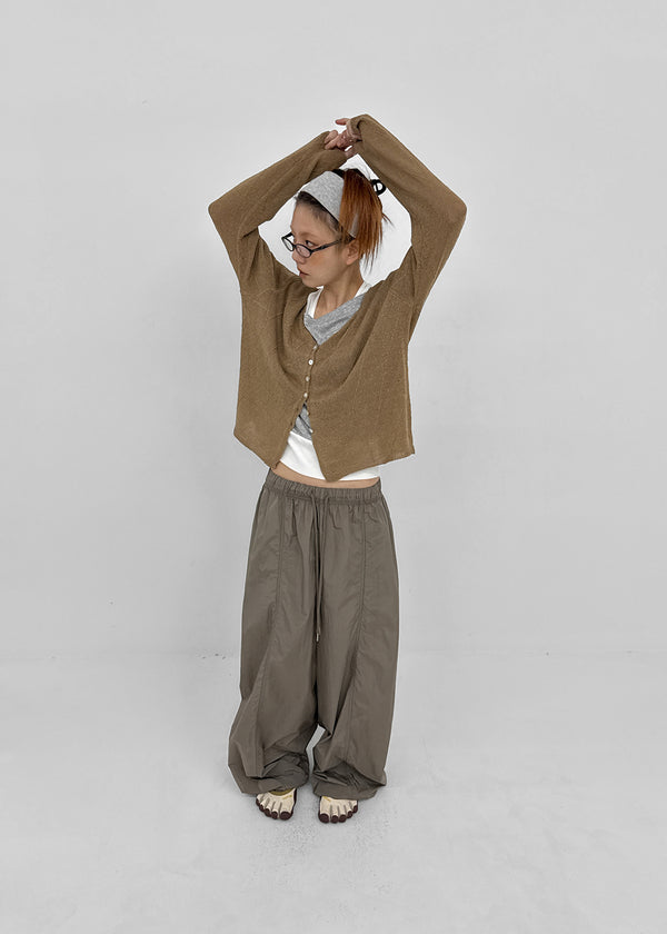 Plgun Linen Diamond V-Neck Cardigan