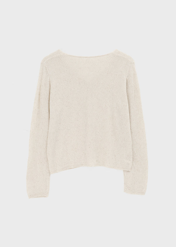 Plgun Linen Diamond V-Neck Cardigan