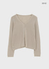 Plgun Linen Diamond V-Neck Cardigan