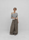 Pep Fun Layered Halter Off-shoulder Short Sleeve Tee